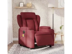 Poltrona reclinável de massagens elétrica tecido vermelho tinto SHL373069