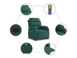 Poltrona reclinável de massagens elétrica tecido verde-escuro SHL612210