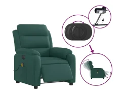 Poltrona reclinável de massagens elétrica tecido verde-escuro SHL612210