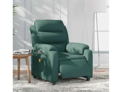 Poltrona reclinável de massagens elétrica tecido verde-escuro SHL612210