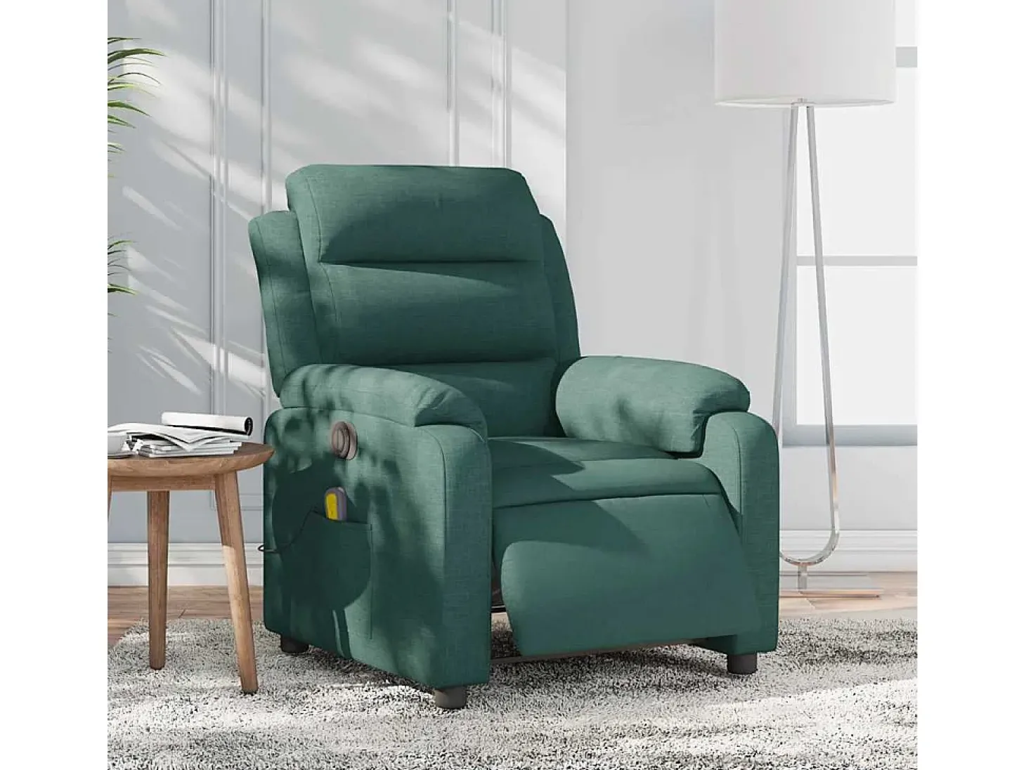 Poltrona reclinável de massagens elétrica tecido verde-escuro SHL612210