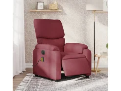 Poltrona reclinável de massagens elétrica tecido vermelho tinto SHL380893