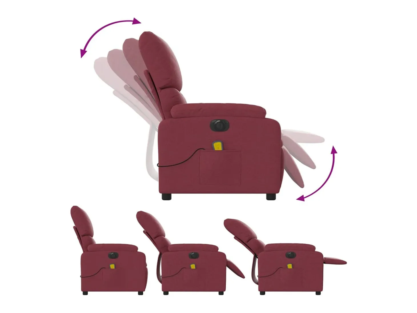 Poltrona reclinável de massagens elétrica tecido vermelho tinto SHL380893