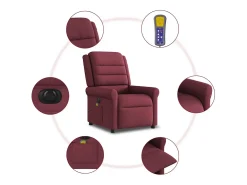 Poltrona reclinável de massagens elétrica tecido vermelho tinto SHL586327