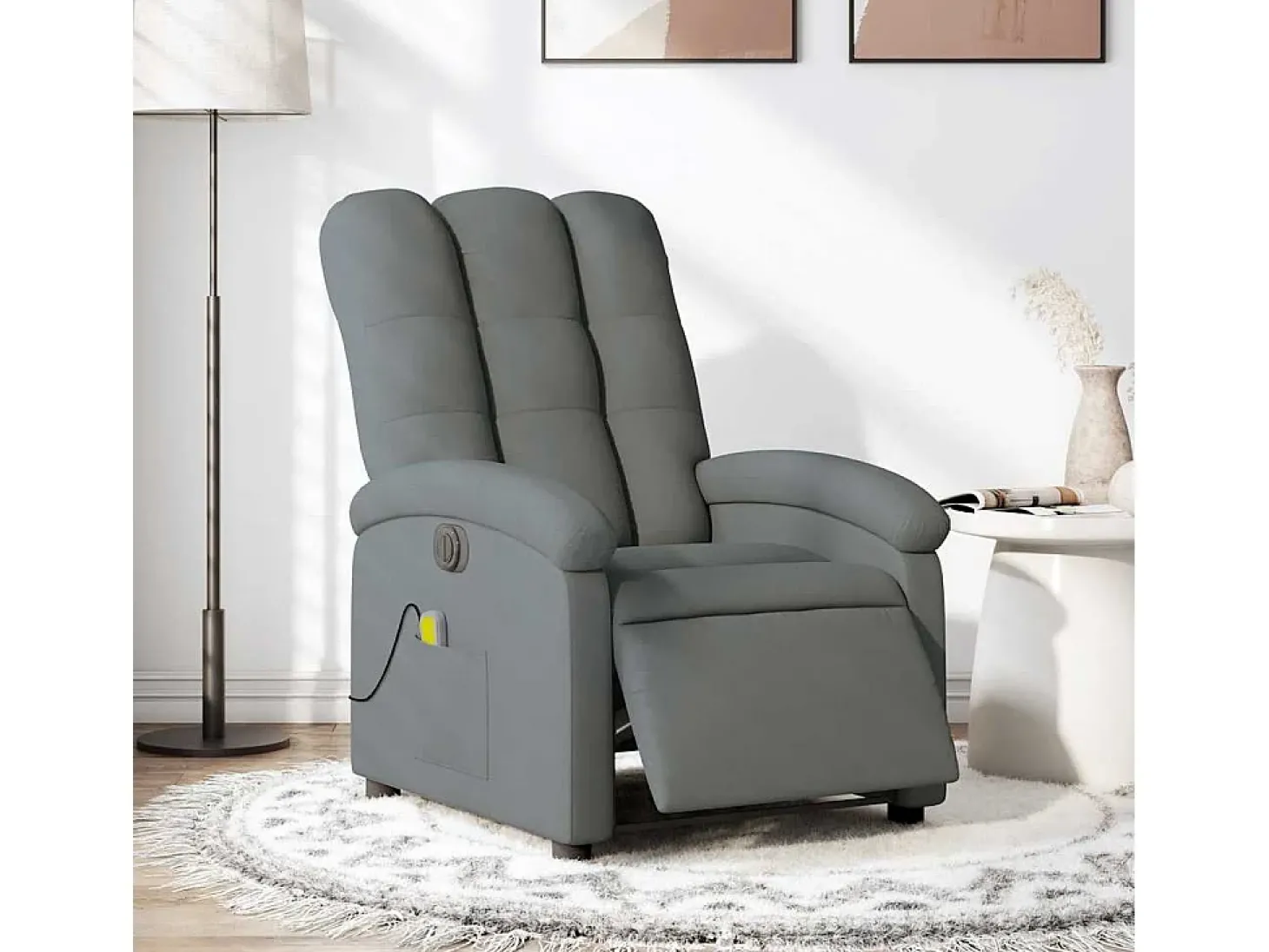Poltrona reclinável de massagens elétrica tecido cinza-escuro SHL469685