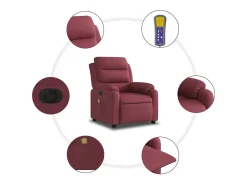 Poltrona reclinável de massagens elétrica tecido vermelho tinto SHL617525