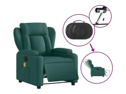 Poltrona reclinável de massagens elétrica tecido verde-escuro SHL298255