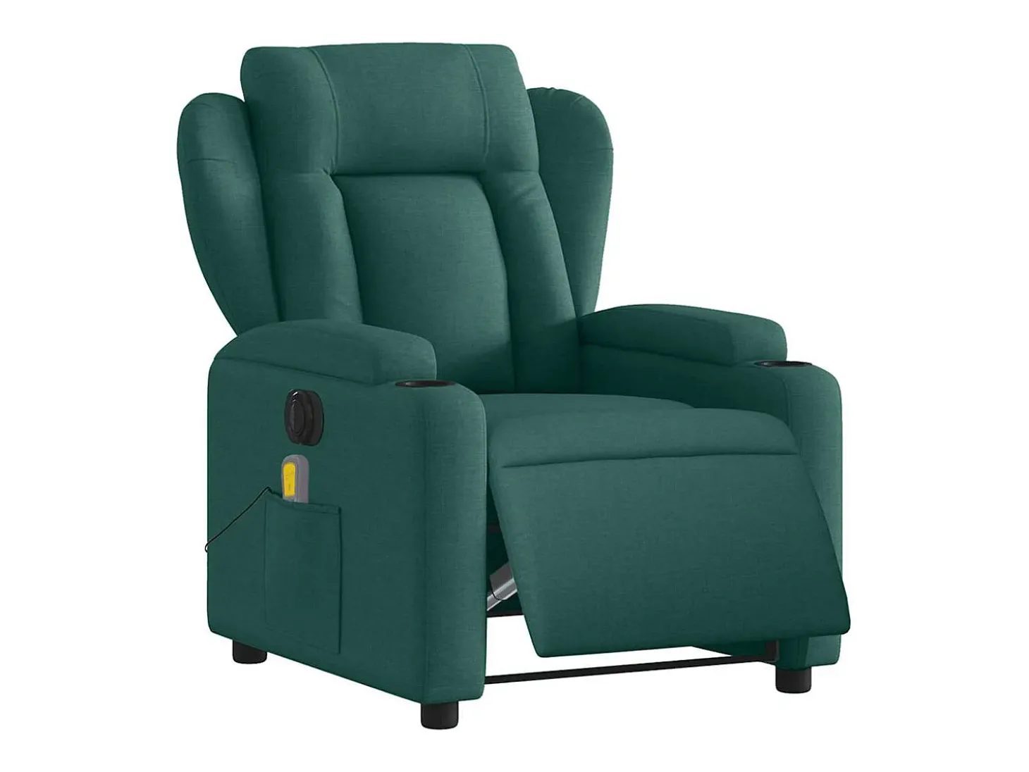Poltrona reclinável de massagens elétrica tecido verde-escuro SHL298255