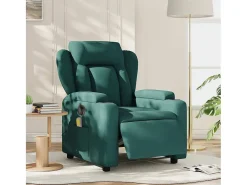 Poltrona reclinável de massagens elétrica tecido verde-escuro SHL298255