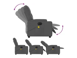 Poltrona reclinável de massagens elétrica tecido cinza-escuro SHL453497