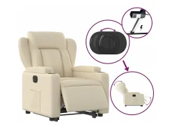 Poltrona reclinável elevatória elétrica tecido cor creme PT263558
