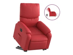 Poltrona reclinável elevatória elétrica couro artif. vermelho PT960066