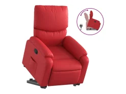 Poltrona reclinável elevatória couro artificial vermelho PT474416