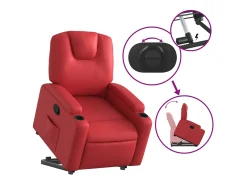 Poltrona reclinável elevatória couro artificial vermelho