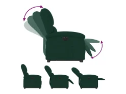 Poltrona reclinável elevatória elétrica veludo verde-escuro