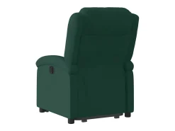 Poltrona reclinável elevatória elétrica veludo verde-escuro