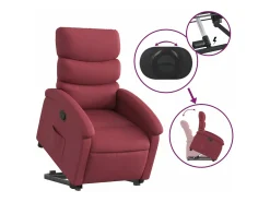 Poltrona reclinável elevatória tecido vermelho tinto PT449319