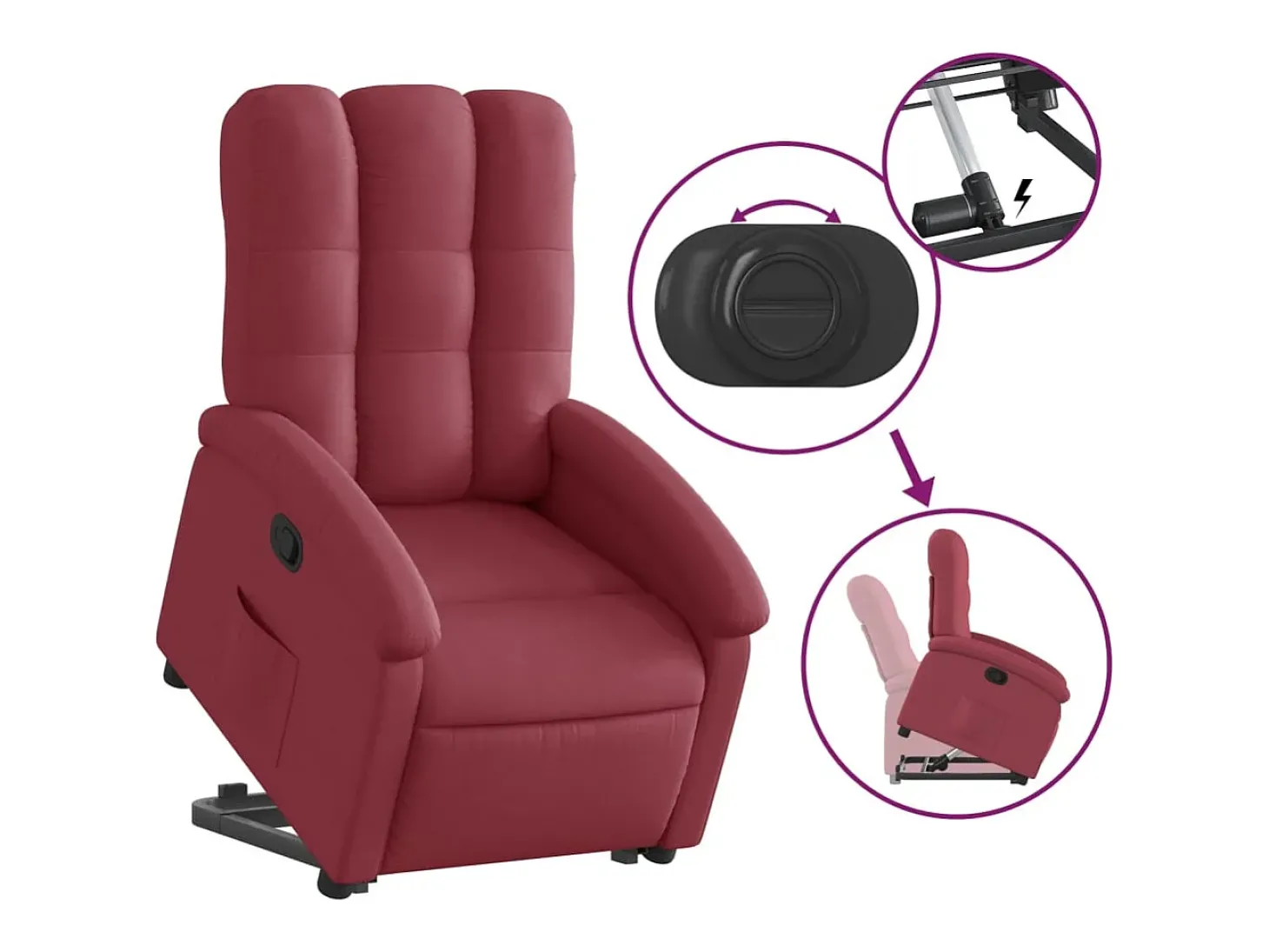 Poltrona reclinável elevatória tecido vermelho tinto