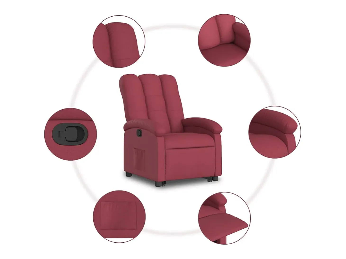 Poltrona reclinável elevatória tecido vermelho tinto