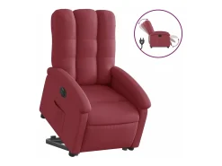 Poltrona reclinável elevatória elétrica tecido vermelho-tinto PT250409