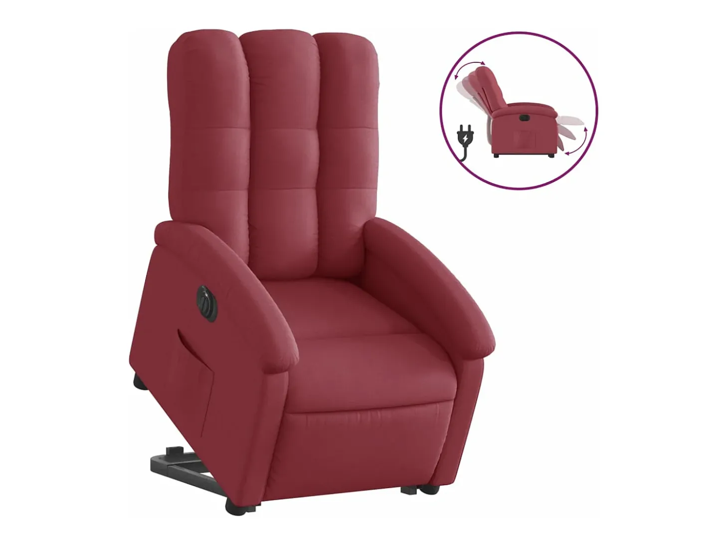 Poltrona reclinável elevatória elétrica tecido vermelho-tinto PT250409