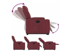 Poltrona reclinável elevatória elétrica tecido vermelho-tinto