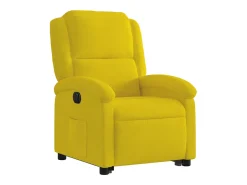Poltrona reclinável elevatória elétrica veludo amarelo