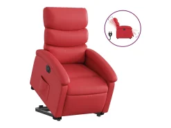 Poltrona reclinável elevatória elétrica couro artif. vermelho PT303887