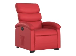 Poltrona reclinável elevatória elétrica couro artif. vermelho PT303887