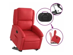 Poltrona reclinável elevatória couro artificial vermelho