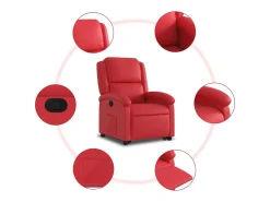 Poltrona reclinável elevatória couro artificial vermelho