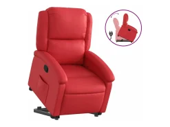 Poltrona reclinável elevatória couro artificial vermelho