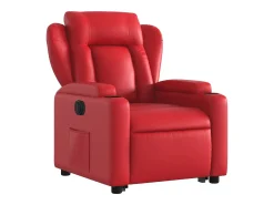 Poltrona reclinável elevatória elétrica couro artif. vermelho PT957993