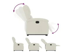 Poltrona reclinável elevatória elétrica veludo creme