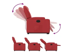 Poltrona reclinável elevatória elétrica couro artif. vermelho