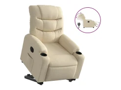 Poltrona reclinável elevatória elétrica tecido cor creme PT233899