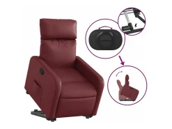 Poltrona reclinável elevatória couro artificial vermelho tinto PT893315