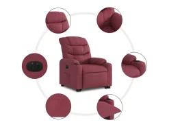Poltrona reclinável elevatória elétrica tecido vermelho-tinto