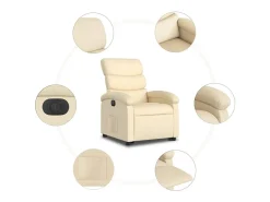 Poltrona reclinável elevatória elétrica tecido cor creme
