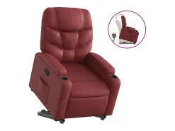 Poltrona reclinável elevatória couro artificial vermelho tinto PT484833