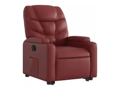 Poltrona reclinável elevatória couro artificial vermelho tinto PT484833
