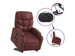Poltrona reclinável elevatória couro artificial vermelho tinto PT484833