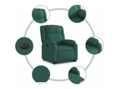 Poltrona reclinável elevatória elétrica tecido verde-escuro