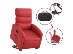 Poltrona reclinável elevatória couro artificial vermelho PT852852