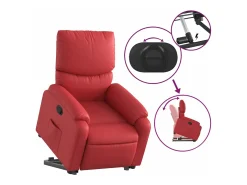 Poltrona reclinável elevatória couro artificial vermelho