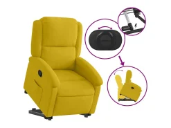 Poltrona reclinável elevatória veludo amarelo