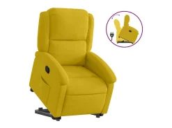 Poltrona reclinável elevatória veludo amarelo