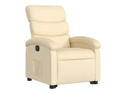 Poltrona reclinável elevatória elétrica tecido cor creme PT300595