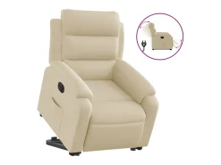 Poltrona reclinável elevatória elétrica tecido cor creme PT348343