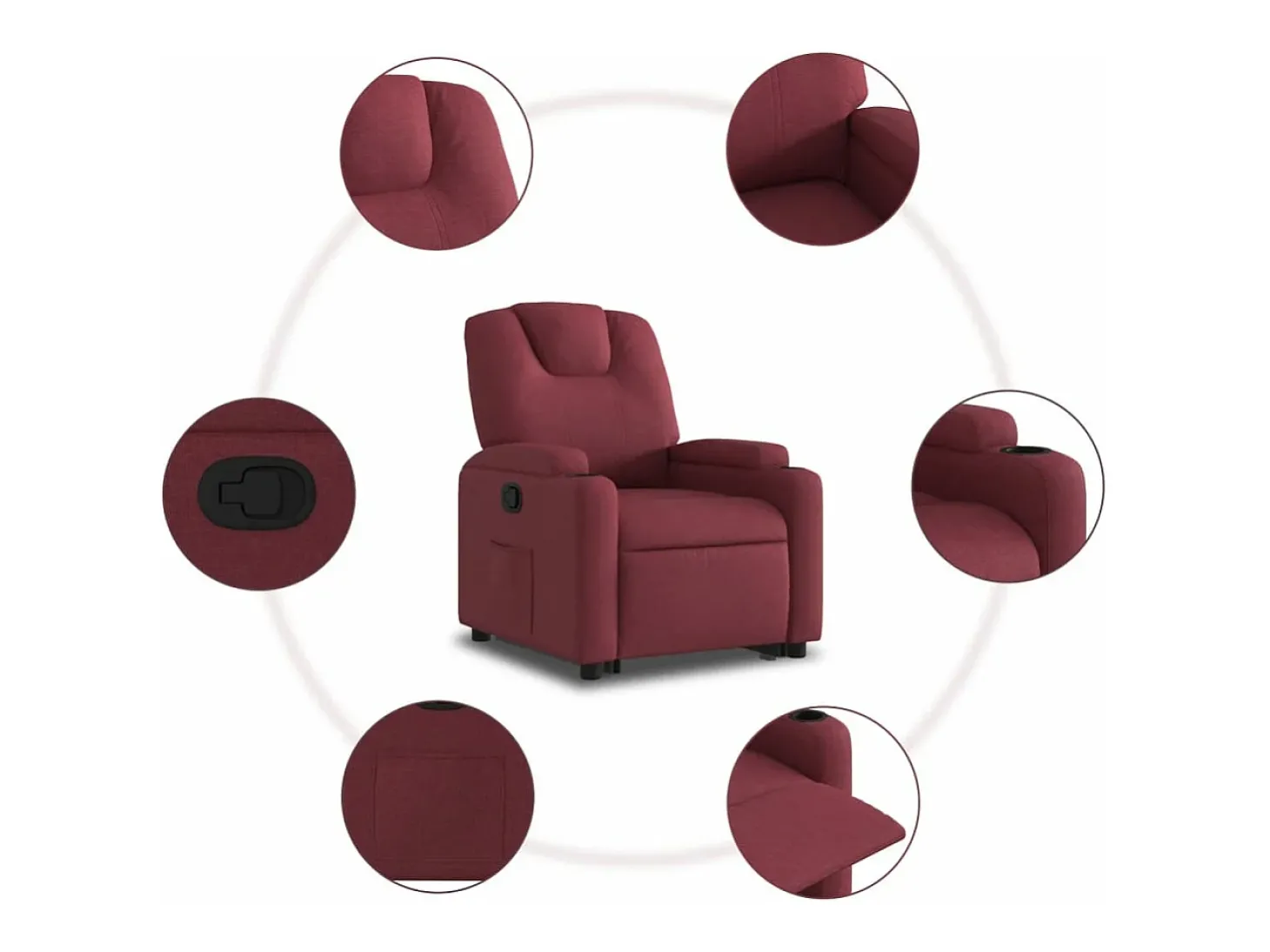 Poltrona reclinável elevatória tecido vermelho tinto